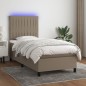 vidaXL Cama box spring colchón y luces LED tela gris taupe 100x200 cm vidaXL Cama box spring colchón y luces LED tela gris taupe 100x200 cm