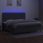 vidaXL Cama box spring colchón y luces LED tela gris claro 200x200 cm vidaXL Cama box spring colchón y luces LED tela gris claro 200x200 cm