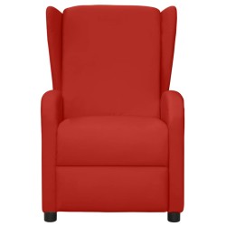 vidaXL Sillón orejero de masaje de cuero sintético rojo tinto