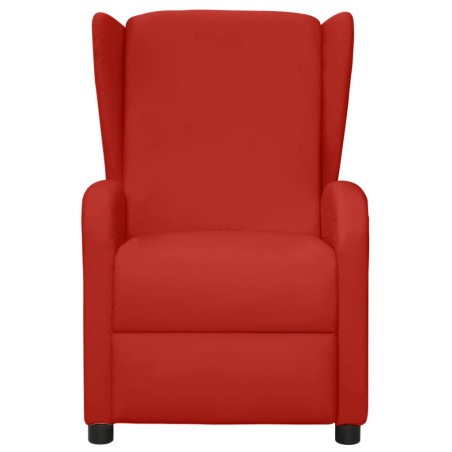 vidaXL Sillón orejero de masaje de cuero sintético rojo tinto