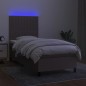 vidaXL Cama box spring colchón y luces LED tela gris taupe 100x200 cm vidaXL Cama box spring colchón y luces LED tela gris taupe 100x200 cm