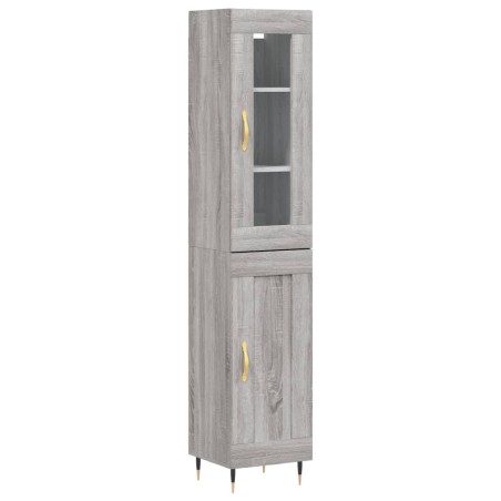 vidaXL Aparador alto madera contrachapada gris Sonoma 34,5x34x180 cm