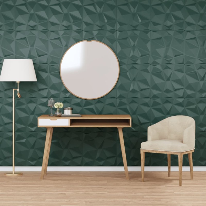 vidaXL Paneles de pared 48 uds XPS diamante verde 50x50 cm 12 m² vidaXL Paneles de pared 48 uds XPS diamante verde 50x50 cm 12 m²