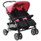 vidaXL Silla de paseo para gemelos de acero rosa y negro vidaXL Silla de paseo para gemelos de acero rosa y negro