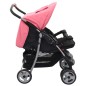 vidaXL Silla de paseo para gemelos de acero rosa y negro vidaXL Silla de paseo para gemelos de acero rosa y negro
