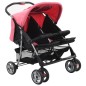 vidaXL Silla de paseo para gemelos de acero rosa y negro vidaXL Silla de paseo para gemelos de acero rosa y negro