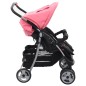 vidaXL Silla de paseo para gemelos de acero rosa y negro vidaXL Silla de paseo para gemelos de acero rosa y negro
