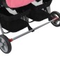 vidaXL Silla de paseo para gemelos de acero rosa y negro vidaXL Silla de paseo para gemelos de acero rosa y negro
