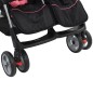 vidaXL Silla de paseo para gemelos de acero rosa y negro vidaXL Silla de paseo para gemelos de acero rosa y negro
