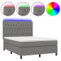 vidaXL Cama box spring colchón y luces LED tela gris oscuro 140x190 cm vidaXL Cama box spring colchón y luces LED tela gris oscuro 140x190 cm