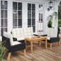 vidaXL Set de muebels de jardín 4 piezas con cojines ratán PE y madera vidaXL Set de muebels de jardín 4 piezas con cojines ratán PE y madera