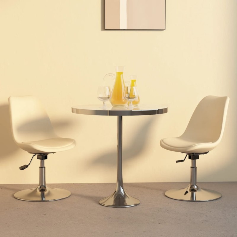 vidaXL Sillas de comedor giratorias 2 unidades tela color crema vidaXL Sillas de comedor giratorias 2 unidades tela color crema