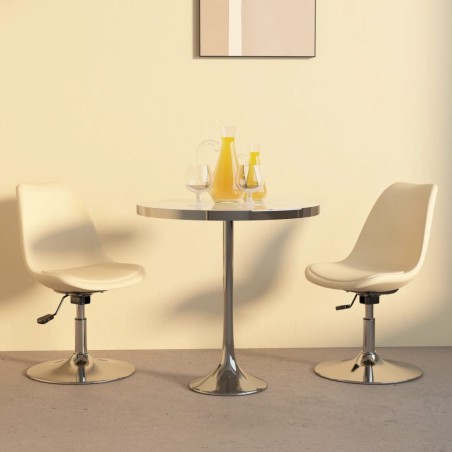 vidaXL Sillas de comedor giratorias 2 unidades tela color crema