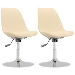 vidaXL Sillas de comedor giratorias 2 unidades tela color crema