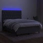 vidaXL Cama box spring colchón y luces LED tela gris oscuro 140x190 cm vidaXL Cama box spring colchón y luces LED tela gris oscuro 140x190 cm