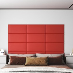 vidaXL Paneles de pared 12 uds cuero PE rojo 60x30 cm 2,16 m²