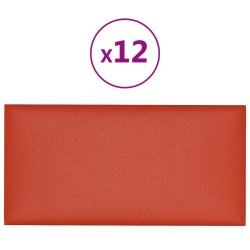 vidaXL Paneles de pared 12 uds cuero PE rojo 60x30 cm 2,16 m²