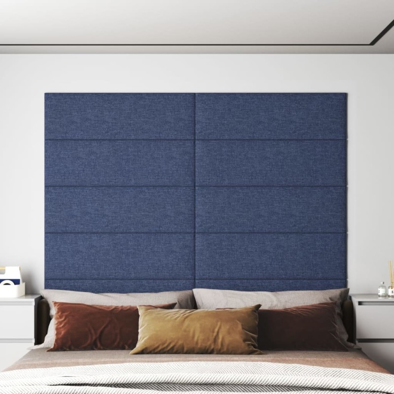 vidaXL Paneles de pared 12 uds tela azul 90x30 cm 3,24 m² vidaXL Paneles de pared 12 uds tela azul 90x30 cm 3,24 m²