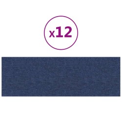vidaXL Paneles de pared 12 uds tela azul 90x30 cm 3,24 m²