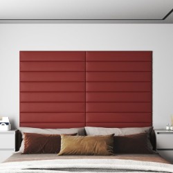 vidaXL Paneles pared 12 uds cuero sintético rojo tinto 90x15 cm 1,62m²