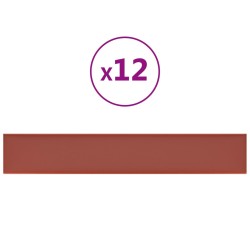 vidaXL Paneles pared 12 uds cuero sintético rojo tinto 90x15 cm 1,62m²