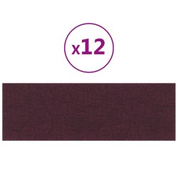 vidaXL Paneles de pared 12 uds tela morado 90x30 cm 3,24 m²