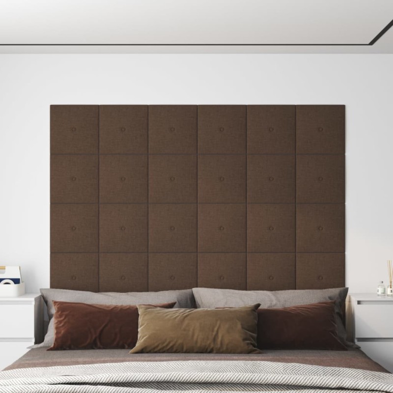 vidaXL Paneles de pared 12 uds tela marrón 30x30 cm 1,08 m² vidaXL Paneles de pared 12 uds tela marrón 30x30 cm 1,08 m²