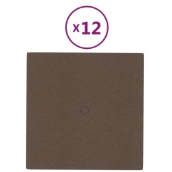 vidaXL Paneles de pared 12 uds tela marrón 30x30 cm 1,08 m²