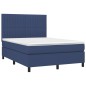 vidaXL Cama box spring colchón y luces LED tela azul 140x200 cm vidaXL Cama box spring colchón y luces LED tela azul 140x200 cm
