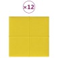 vidaXL Paneles de pared 12 uds tela amarillo claro 30x30 cm 1,08 m²