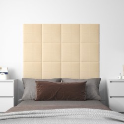 vidaXL Paneles de pared 12 uds tela color crema 30x30 cm 1,08 m²