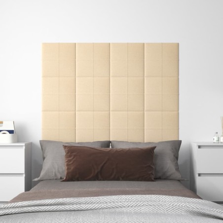 vidaXL Paneles de pared 12 uds tela color crema 30x30 cm 1,08 m²