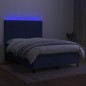 vidaXL Cama box spring colchón y luces LED tela azul 140x200 cm vidaXL Cama box spring colchón y luces LED tela azul 140x200 cm