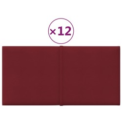 vidaXL Paneles de pared 12 uds tela rojo tinto 30x15 cm 0,54 m²