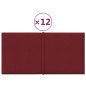 vidaXL Paneles de pared 12 uds tela rojo tinto 30x15 cm 0,54 m²
