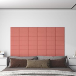 vidaXL Paneles de pared 12 uds terciopelo rosa 30x15 cm 0,54 m²