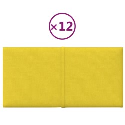 vidaXL Paneles de pared 12 uds tela amarillo claro 30x15 cm 0,54 m²