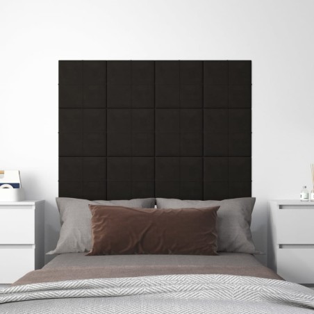 vidaXL Paneles de pared 12 uds terciopelo negro 30x30 cm 1,08 m²