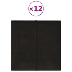 vidaXL Paneles de pared 12 uds terciopelo negro 30x30 cm 1,08 m²