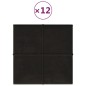 vidaXL Paneles de pared 12 uds terciopelo negro 30x30 cm 1,08 m²
