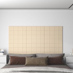 vidaXL Paneles de pared 12 uds tela color crema 60x15 cm 1,08 m²