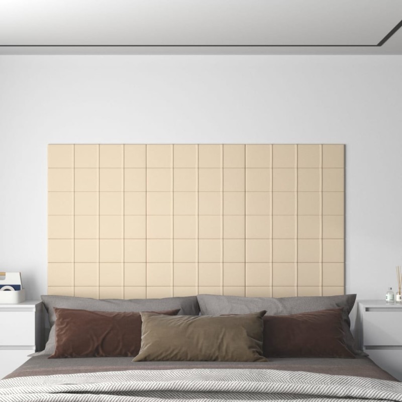 vidaXL Paneles de pared 12 uds tela color crema 60x15 cm 1,08 m² vidaXL Paneles de pared 12 uds tela color crema 60x15 cm 1,08 m²