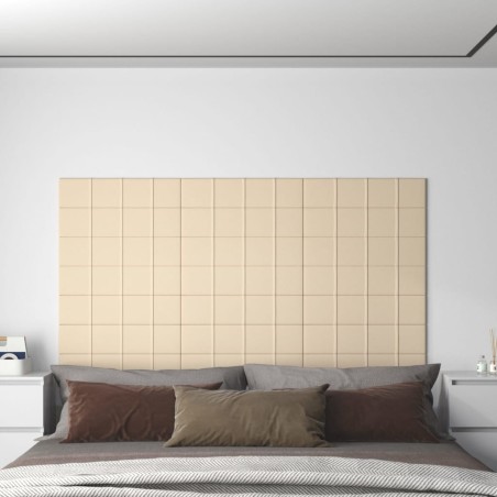 vidaXL Paneles de pared 12 uds tela color crema 60x15 cm 1,08 m²