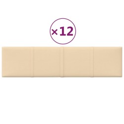 vidaXL Paneles de pared 12 uds tela color crema 60x15 cm 1,08 m²