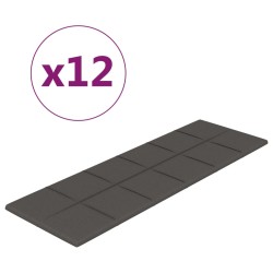 vidaXL Paneles de pared 12 uds tela gris oscuro 90x30 cm 3,24 m²