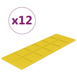 vidaXL Paneles de pared 12 uds tela amarillo claro 90x30 cm 3,24 m²