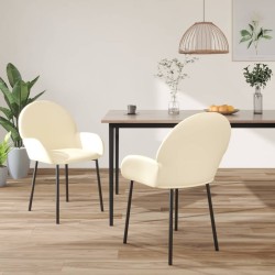 vidaXL Sillas de comedor 2 unidades cuero sintético color crema