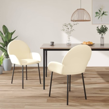 vidaXL Sillas de comedor 2 unidades cuero sintético color crema