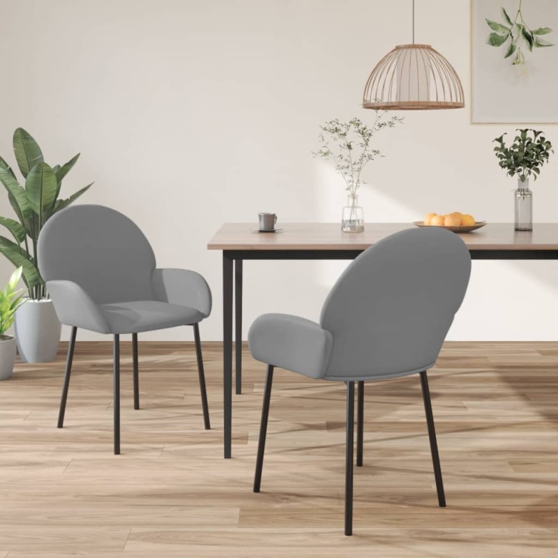 vidaXL Sillas de comedor 2 unidades cuero sintético gris