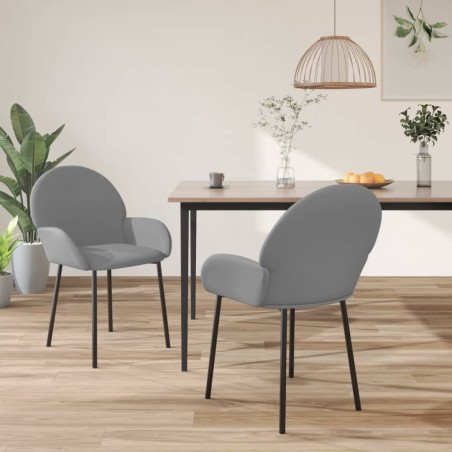 vidaXL Sillas de comedor 2 unidades cuero sintético gris